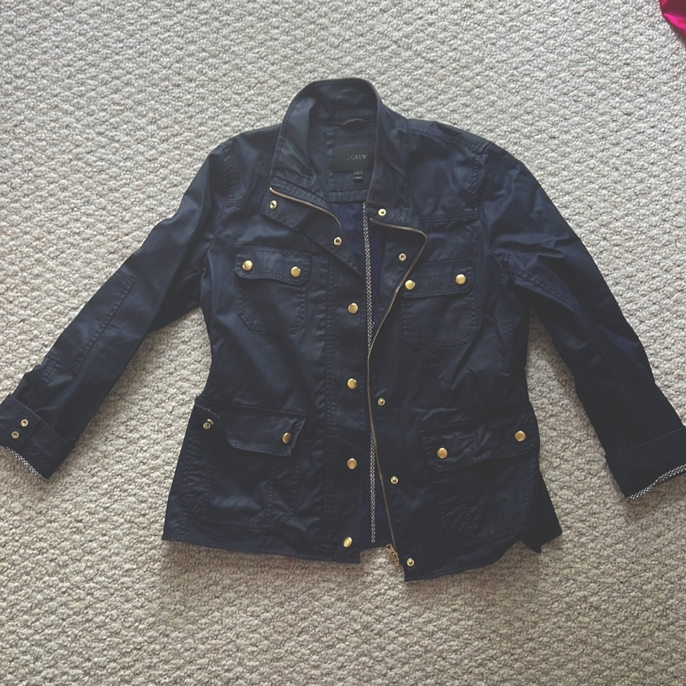 J Crew navy blue coated jacket